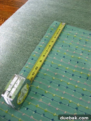 Fabric panels cut for crib skirt