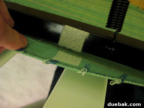 Attaching velcro to crib frame for skirt
