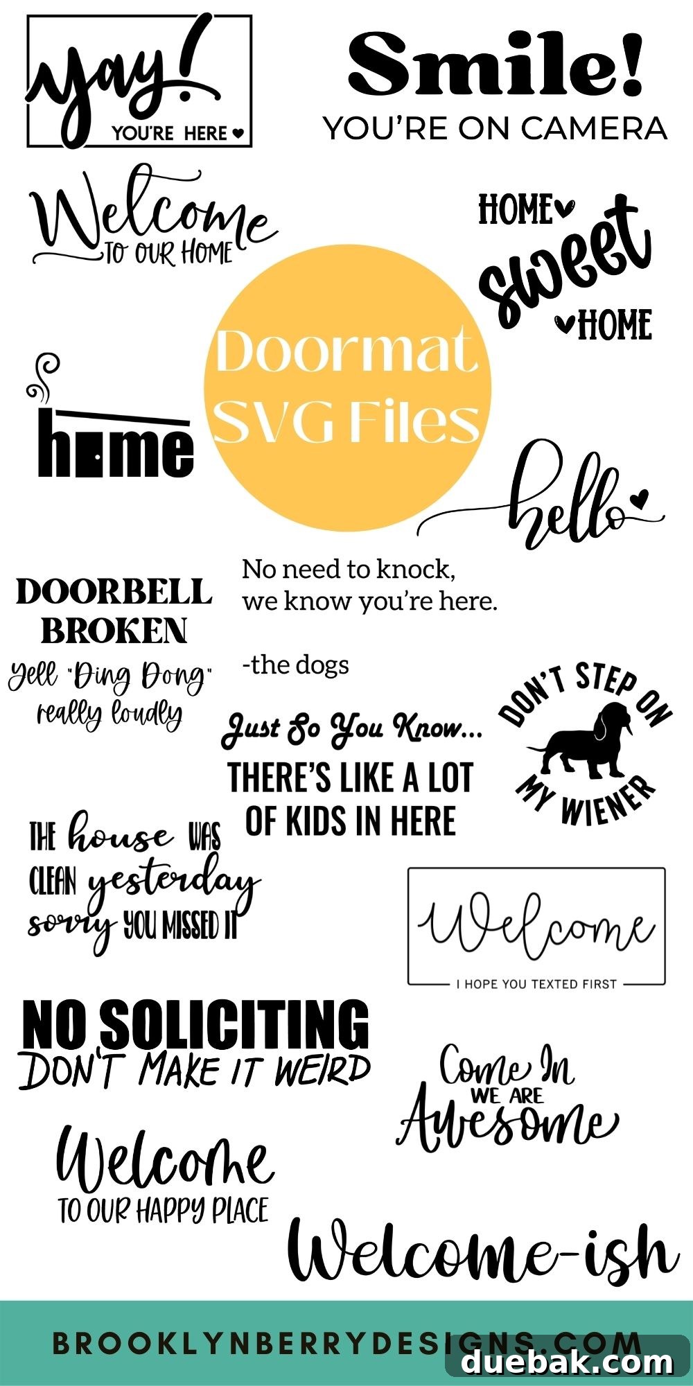 More examples of free doormat SVG designs from various craft bloggers.