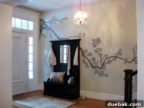 Beyond the Threshold: Lavish Living Revealed, Part Two 18 Stacie's entryway after the completion of the beautiful cherry blossom mural.