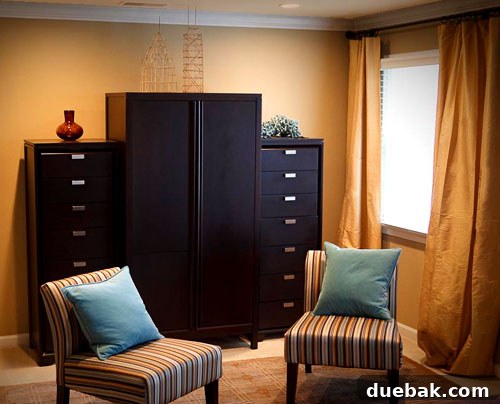 Our Unfiltered Opinions on 8 Decor Dilemmas 8 graphic striped chairs in bedroom sitting area