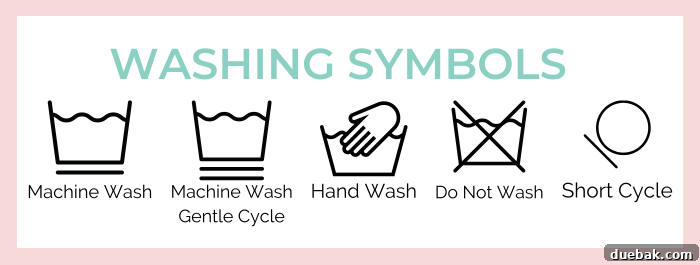 Printable Garment Care Symbols Guide 3 washing symbols that would typically appear on clothing. Machine wash, machine wash gentle cycle, hand wash, do not wash, and short cycle.