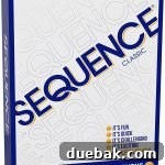 Sequence board game box with playing cards and board.