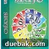 Skyjo card game box art with colorful abstract numbers and cards.