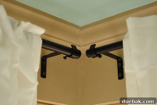 Seamless Corner Curtain Rod Installation 8 Seamless corner curtain rod installation where two rods meet perfectly