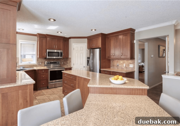Revamp Your Granite Countertops with Paint 3 Close-up of the original kitchen granite countertops.
