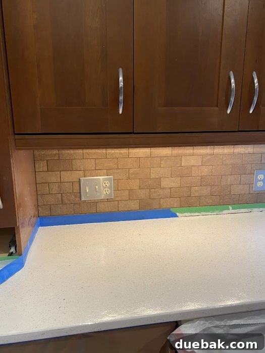 Revamp Your Granite Countertops with Paint 21 Kitchen countertop after final top coat, looking bright and refreshed.