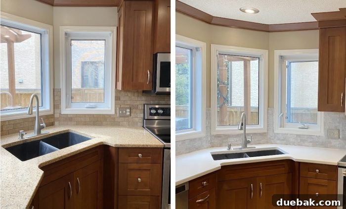 Revamp Your Granite Countertops with Paint 23 Further before and after comparison images of the transformed kitchen.