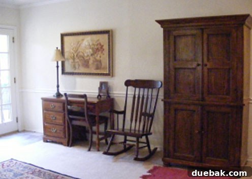 Close-up of the previous living room's uninspired decor elements.