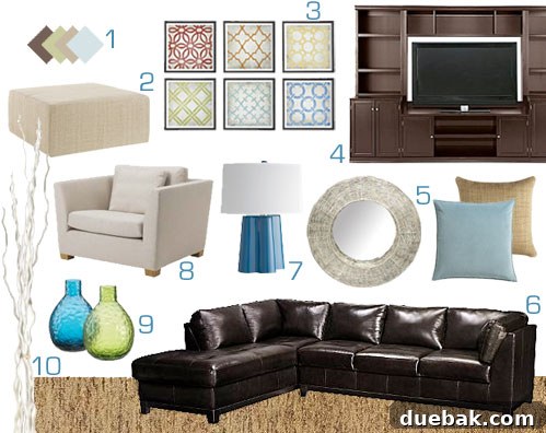 Design mood board created for Ashley's living room renovation.