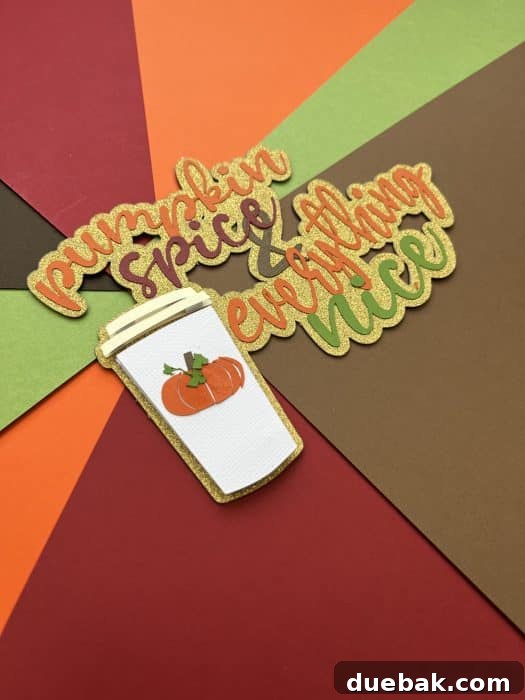 Card featuring a coffee cup and the text 'Pumpkin Spice and Everything Nice'.