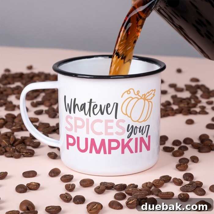 White mug with the funny text 'Whatever Spices Your Pumpkin'.