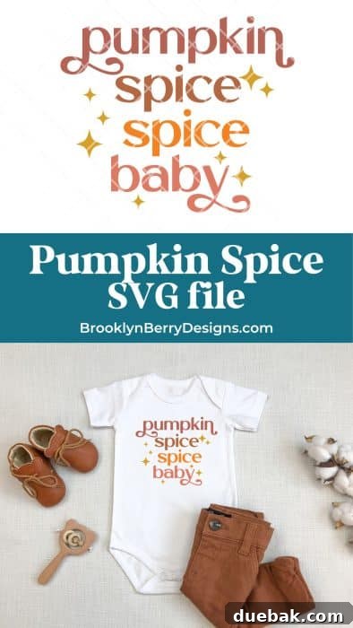 Image of a white baby shirt displaying the 'Pumpkin Spice Spice Baby' SVG design.