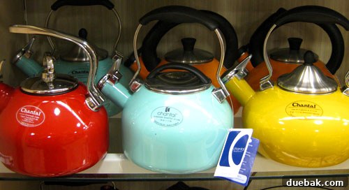 My HomeGoods Daydream 13 Glossy Chantal tea kettles in various colors, functional kitchen decor.