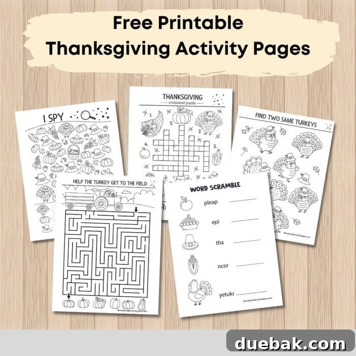 Print-Ready Thanksgiving Placemat Designs 3 thanksgiving activity pages including a maze, word scramble, I spy, cross word and matching games.