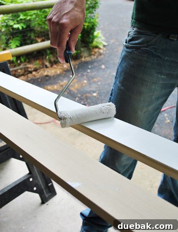 From Door to Desk: Craft Your Perfect DIY Workspace 13 Primed wood components ready for assembly