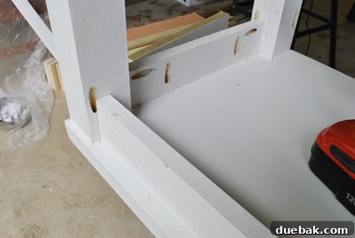 From Door to Desk: Craft Your Perfect DIY Workspace 18 Desk frame with two rails attached