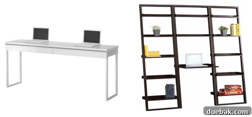 From Door to Desk: Craft Your Perfect DIY Workspace 3 IKEA Besta Burs and Crate & Barrel Sloane Leaning Bookcase Desk as examples