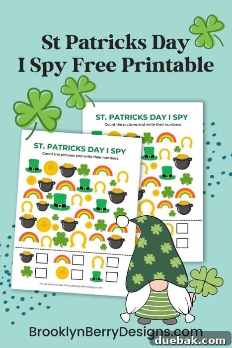 Lucky St. Patrick's Day I Spy Printable 5 A printed St. Patrick's Day I Spy game page ready for play.