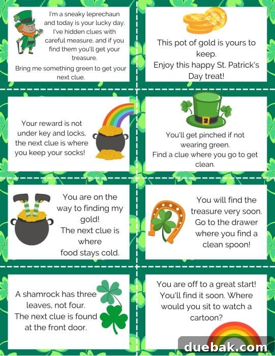 Ideas for St. Patrick's Day treasure hunt prizes including sweets and small toys