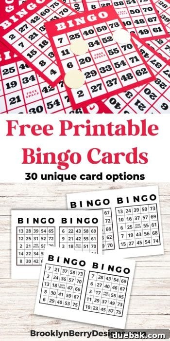 stacks of new printable bingo cards to use at family parties and classroom parties.