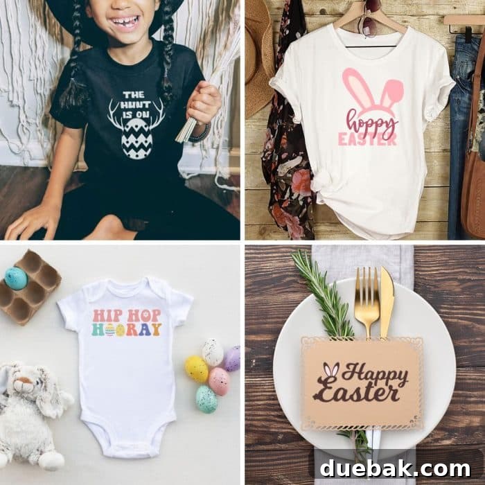 Get Crafty This Easter 11 Free SVG Files for Kids 4 A collection of diverse Easter SVG designs, including bunnies and egg motifs.