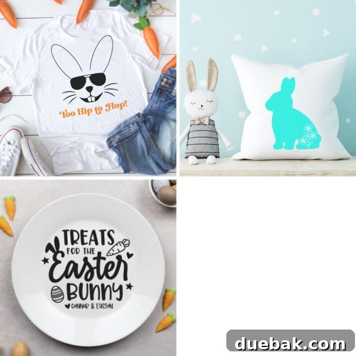 Get Crafty This Easter 11 Free SVG Files for Kids 6 Final set of free Easter SVG designs, showcasing floral bunnies and witty phrases.