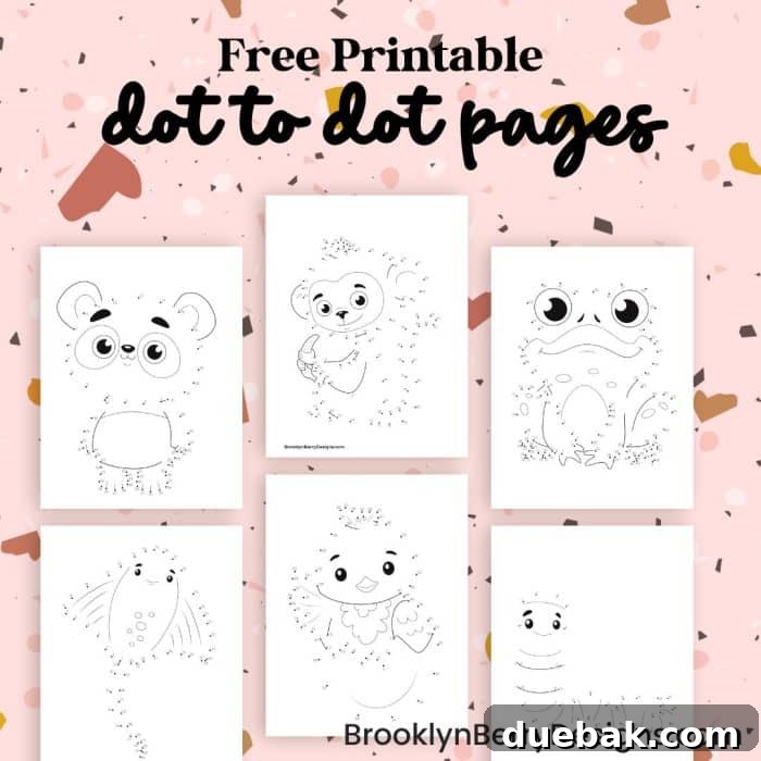 Collection of free download for Easy Dot To Dot Puzzles For Kids, featuring a variety of charming animals and objects awaiting completion.