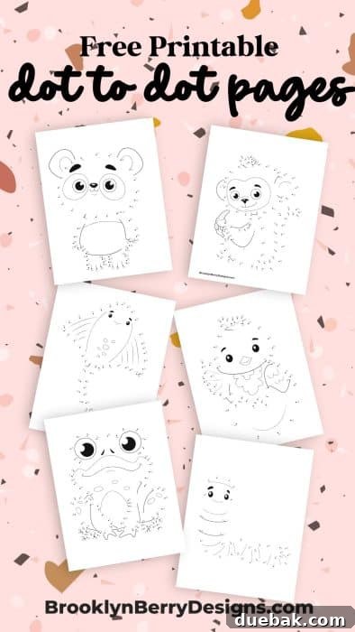 A collection of charming animal-themed dot to dot pages, ready for kids to connect and color.