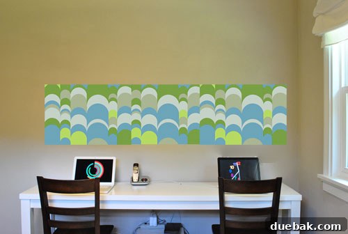 Elevate Your Workspace: Desk Wall Art 9 Photoshop mock-up of a narrow, pillow-inspired pattern art