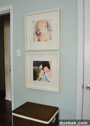 Our Third Anniversary Wedding Week 7 Framed newborn photos in bedroom