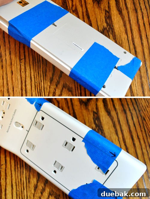 Untangle Your Tech Cables 11 Technique for marking pilot holes with painter's tape