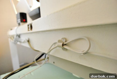 Untangle Your Tech Cables 16 Cords neatly routed using cable clips behind the desk