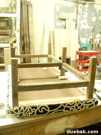 Handcraft Your Perfect Ottoman 15 Wooden base being attached to the upholstered ottoman top