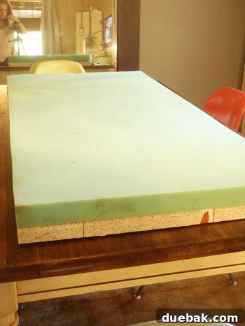 Handcraft Your Perfect Ottoman 3 Wood base with foam applied and pre-drilled holes for tufting