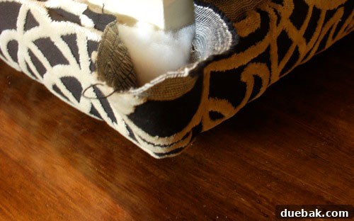 Handcraft Your Perfect Ottoman 5 Close-up of fabric corner before folding