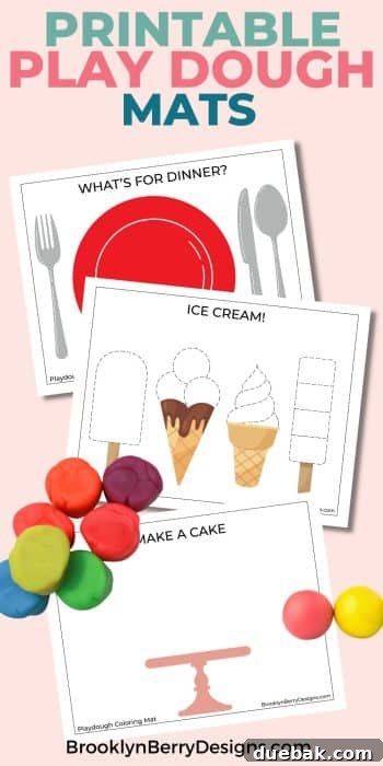 A stack of printed playdough activity pages ready for children to use.
