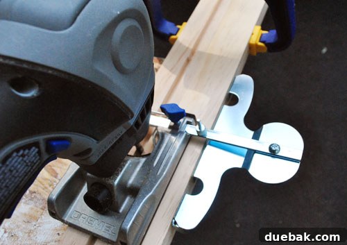 Craft Your Own Stylish Wall Shelves 6 Using the Dremel Trio with its adjustable guide to accurately route grooves in wood