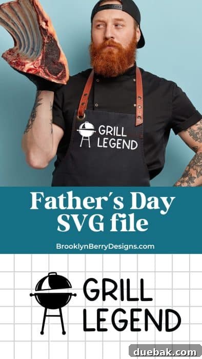 BBQ King Father's Day SVG 2 A custom-made apron featuring the 'Grill Legend' SVG design, perfect for Father's Day or as a unique gift for any grilling enthusiast.