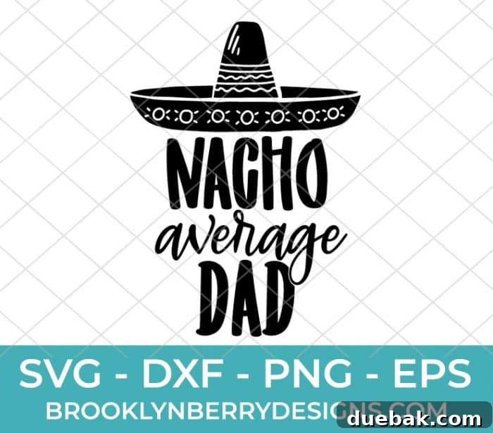 BBQ King Father's Day SVG 3 A humorous 'Nacho Average Dad' SVG design on a t-shirt, perfect for a fun Father's Day gift.