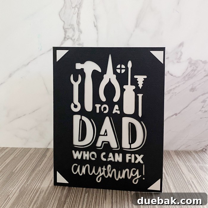 BBQ King Father's Day SVG 6 A handmade Fathers Day card created with Cricut Joy, showcasing intricate designs.