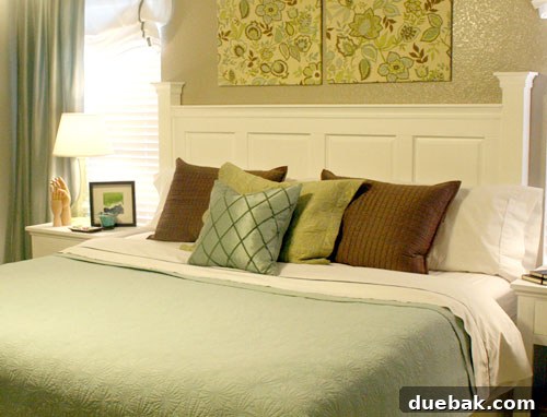 Cabinet Doors Reimagined: A DIY Headboard 4 Another angle of the DIY headboard showing multiple panels assembled beautifully, revealing its sturdy construction