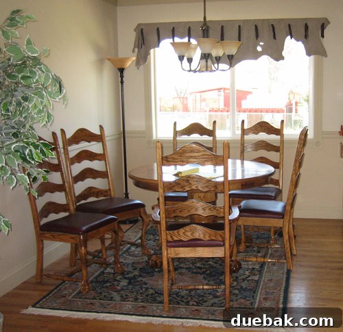 Crafting a Steel and Marble Dining Table 2 Before image of dining room with existing furniture and light fixture