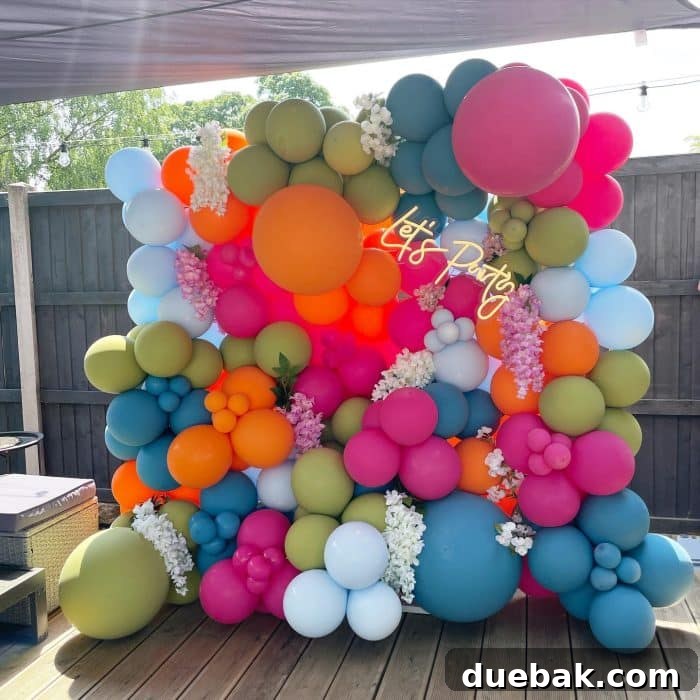 Modern balloon arch with geometric accents
