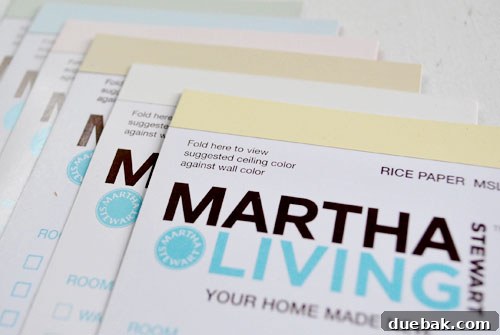 From Chip to Chic Decor 4 Close-up showing a Martha Stewart Living paint chip folded to display coordinating ceiling and trim colors