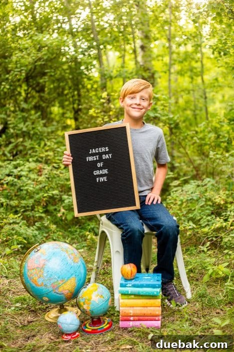 A close-up shot of a meticulously crafted first day of school sign with intricate details.