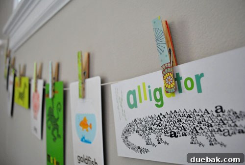 DIY flash card clothesline for educational play