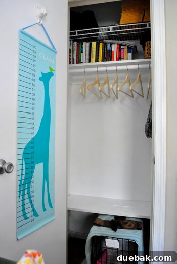 Smart Space: Office & Guest Quarters 9 Closet shelves cleared of everyday items, now ready for guest luggage and hanging clothes on the rod.