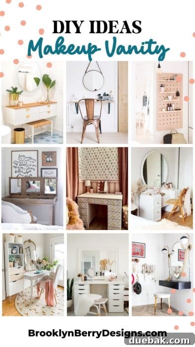 Craft Your Dream Beauty Space: 25 DIY Vanity Projects 4 Pin this list of DIY Makeup Vanity Ideas for future reference