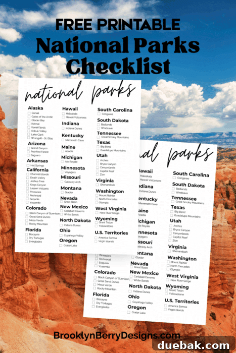National Parks Checklist for the USA